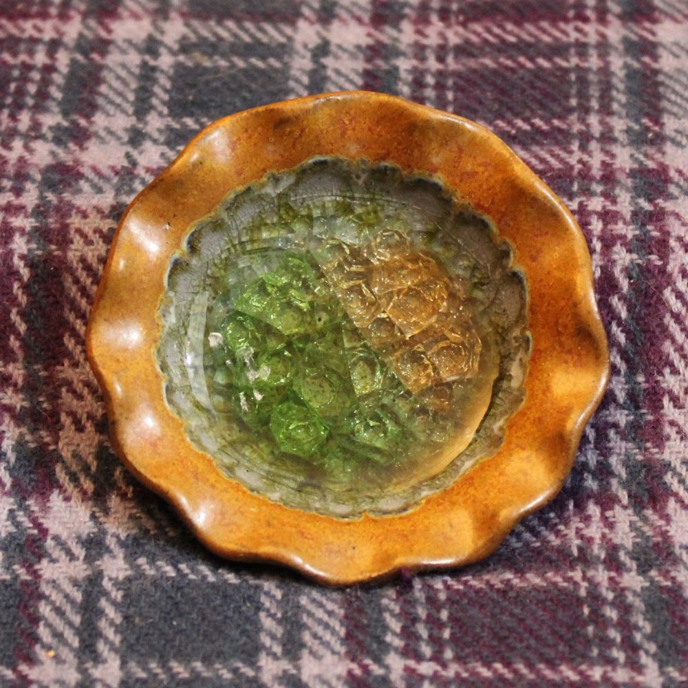 Art Pottery Fused Glass Trinket Dish